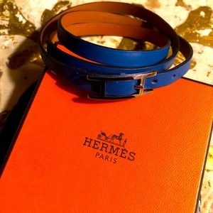 Hermes Paris Hapi 3 Bracelet 4 Wrap Blue